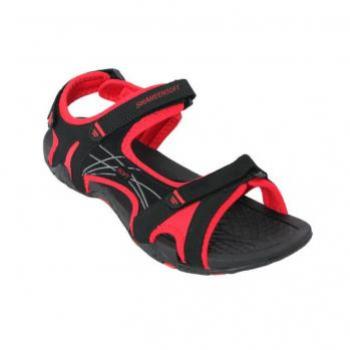 RED AND BLACK THREE STRAP CASUAL SANDAL